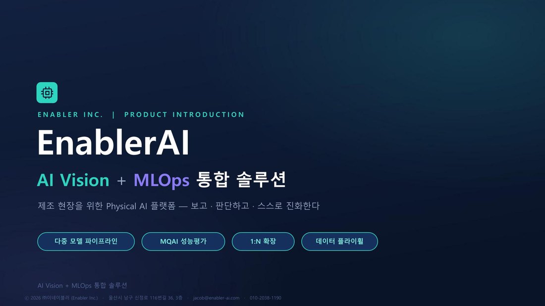 EnablerAI 제품소개서 표지 — AI Vision + MLOps 통합 솔루션